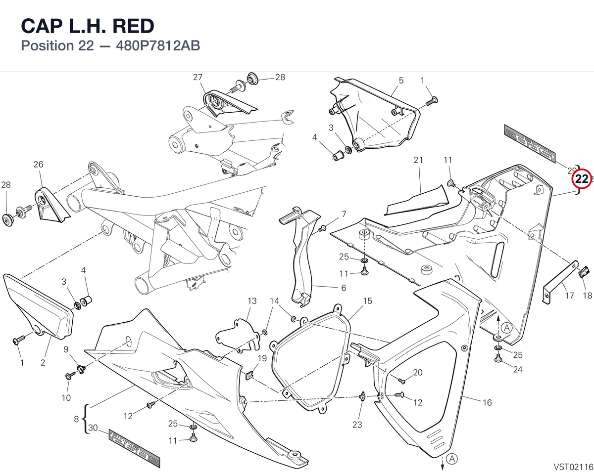 CAP L.H.  RED 480P7812AB diagram position