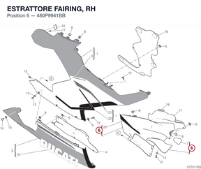 ESTRATTORE FAIRING, RH 480P9941BB diagram position
