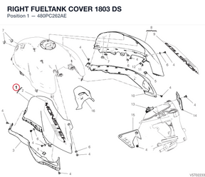 RIGHT FUELTANK COVER 1803 DS 480PC262AE diagram position