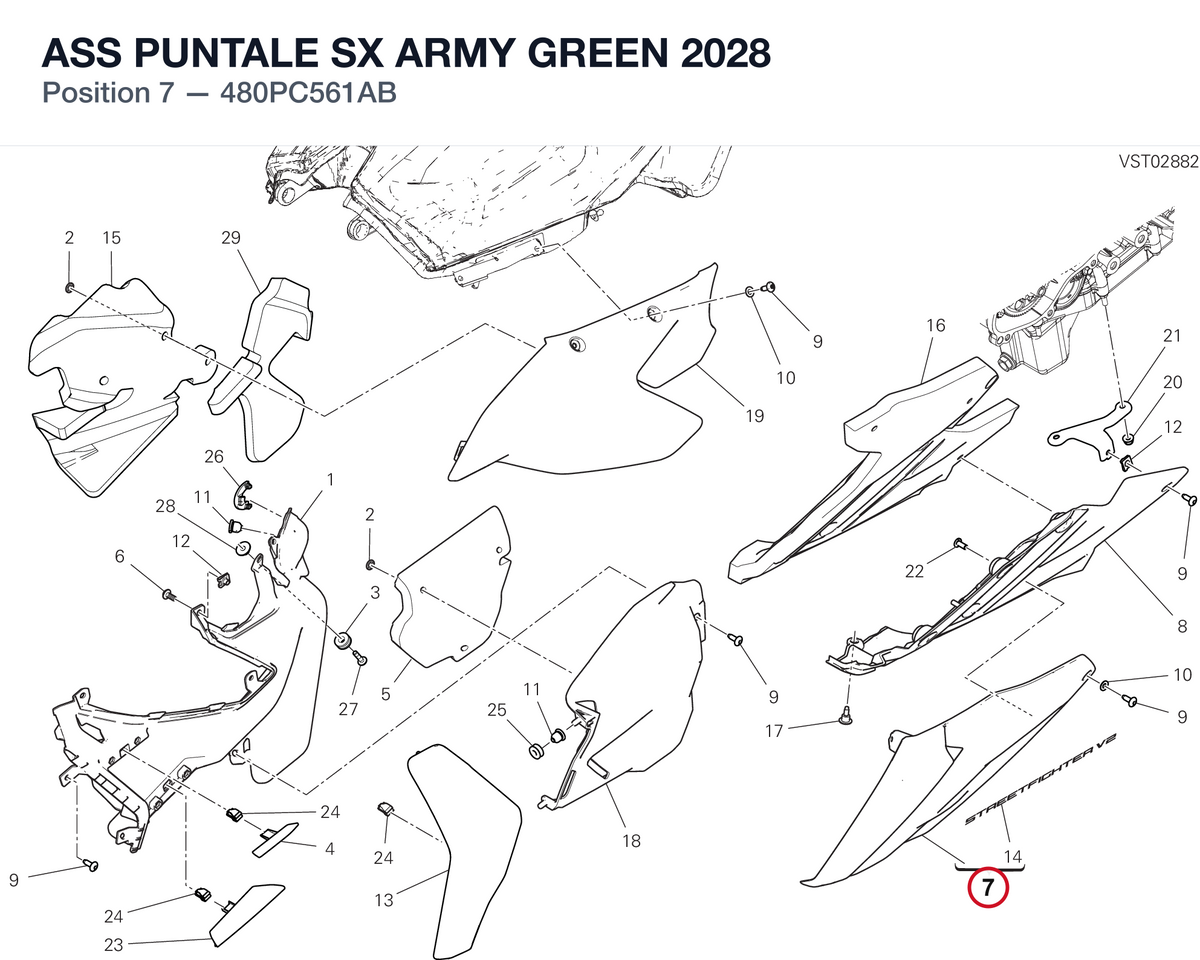 ASS PUNTALE SX ARMY GREEN 2028 480PC561AB diagram position