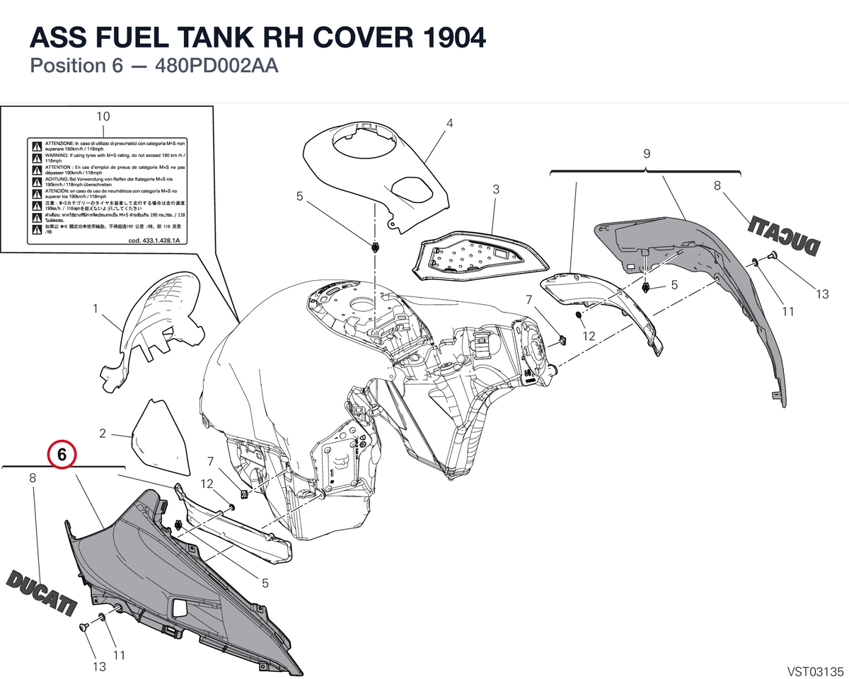 ASS FUEL TANK RH COVER 1904 480PD002AA diagram position