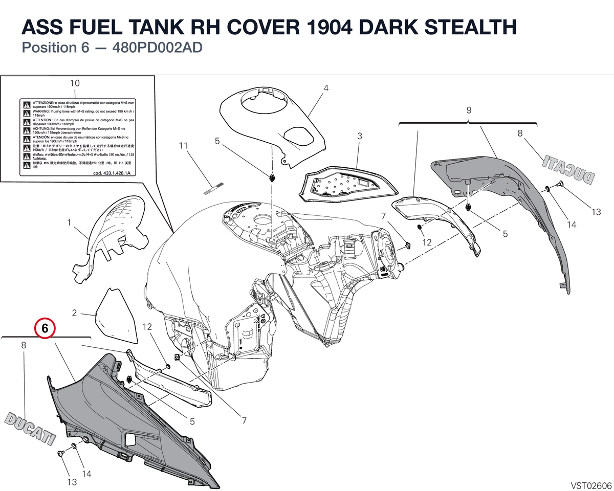 ASS FUEL TANK RH COVER 1904 DARK STEALTH 480PD002AD diagram position
