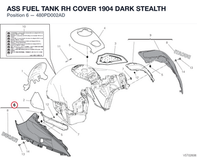 ASS FUEL TANK RH COVER 1904 DARK STEALTH 480PD002AD diagram position
