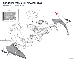 ASS FUEL TANK LH COVER 1904 480PD012AA diagram position