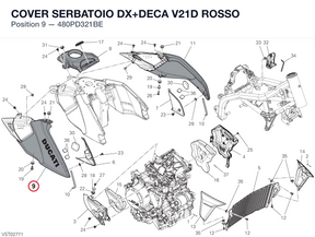 COVER SERBATOIO DX+DECA V21D ROSSO 480PD321BE diagram position