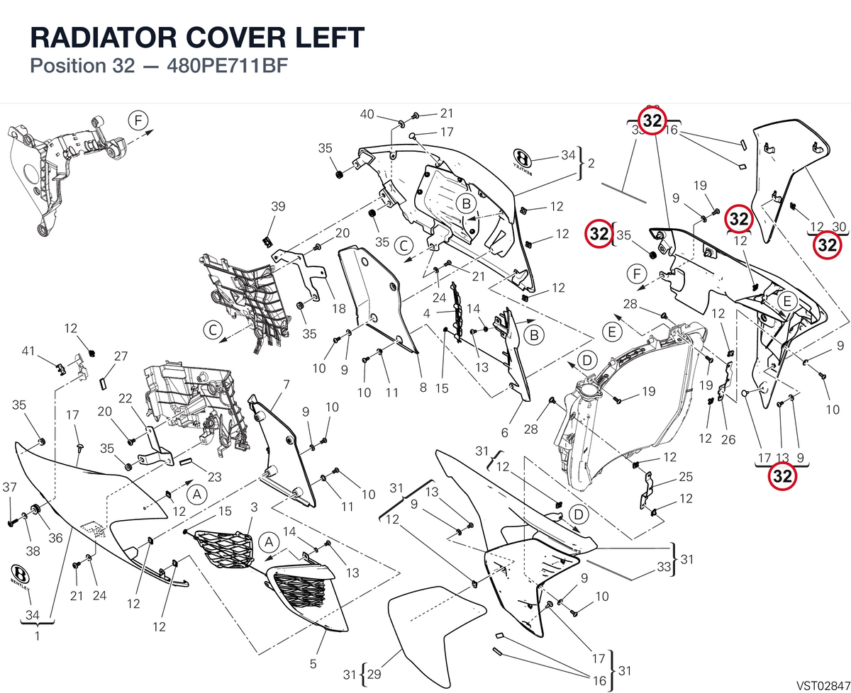 RADIATOR COVER LEFT 480PE711BF diagram position