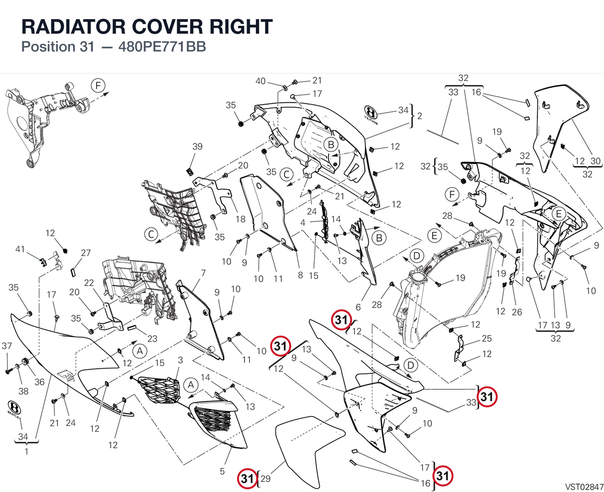 RADIATOR COVER RIGHT 480PE771BB diagram position