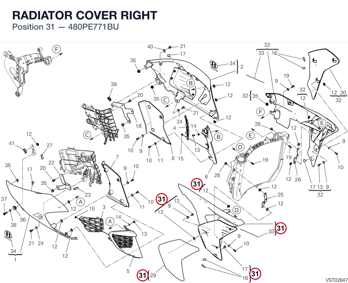 RADIATOR COVER RIGHT 480PE771BU diagram position