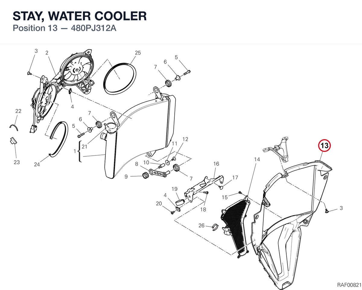 STAY, WATER COOLER 480PJ312A diagram position