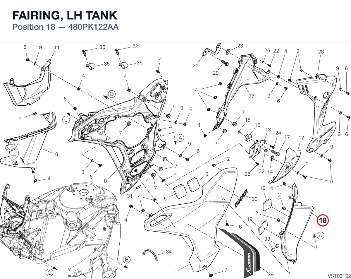 FAIRING, LH TANK 480PK122AA diagram position