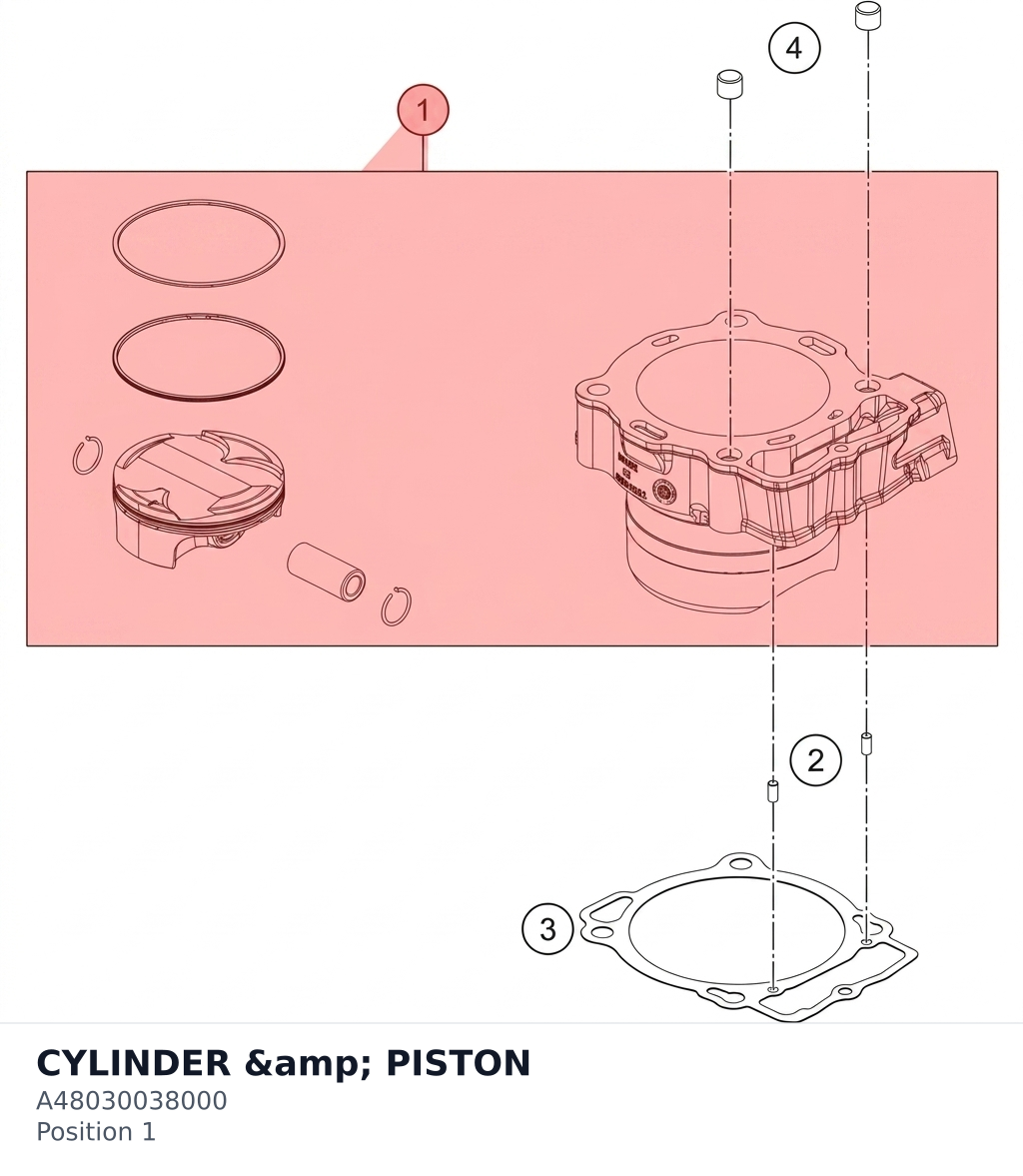 Diagram preview: CYLINDER &amp; PISTON (A48030038000)