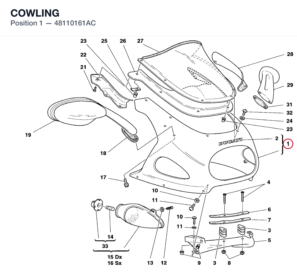 COWLING 48110161AC diagram position