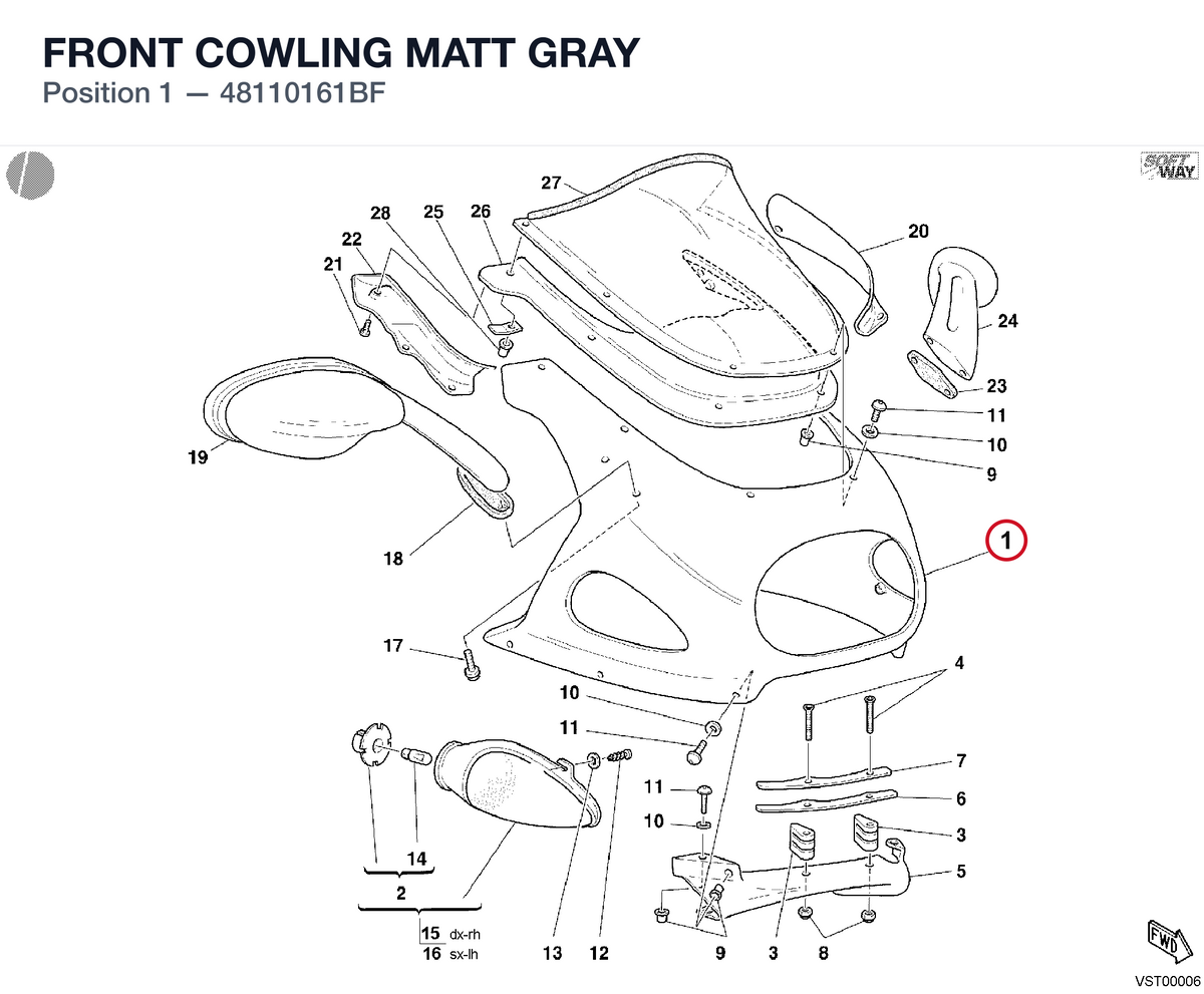 FRONT COWLING MATT GRAY