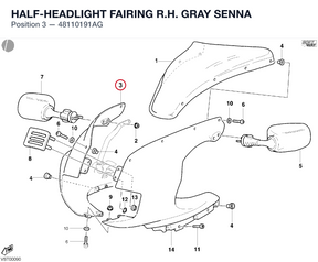 HALF-HEADLIGHT FAIRING R.H. GRAY SENNA 48110191AG diagram position