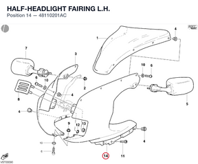 HALF-HEADLIGHT FAIRING L.H. 48110201AC diagram position