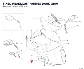FIXED HEADLIGHT FAIRING DARK GRAY 48110291AM diagram position
