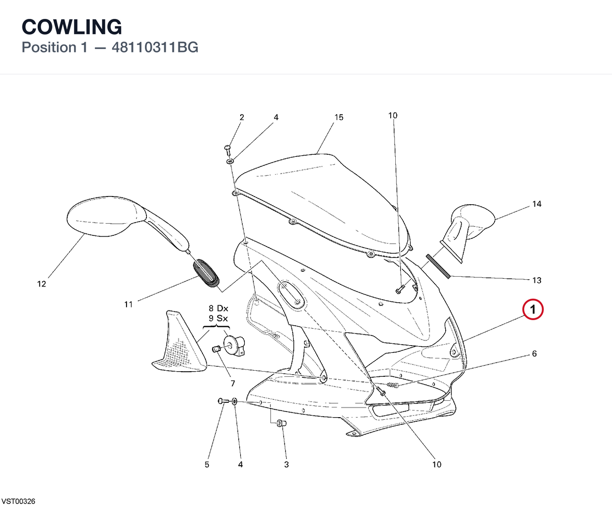 COWLING 48110311BG diagram position