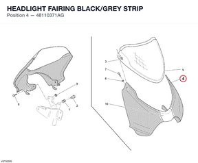 HEADLIGHT FAIRING BLACK/GREY STRIP 48110371AG diagram position