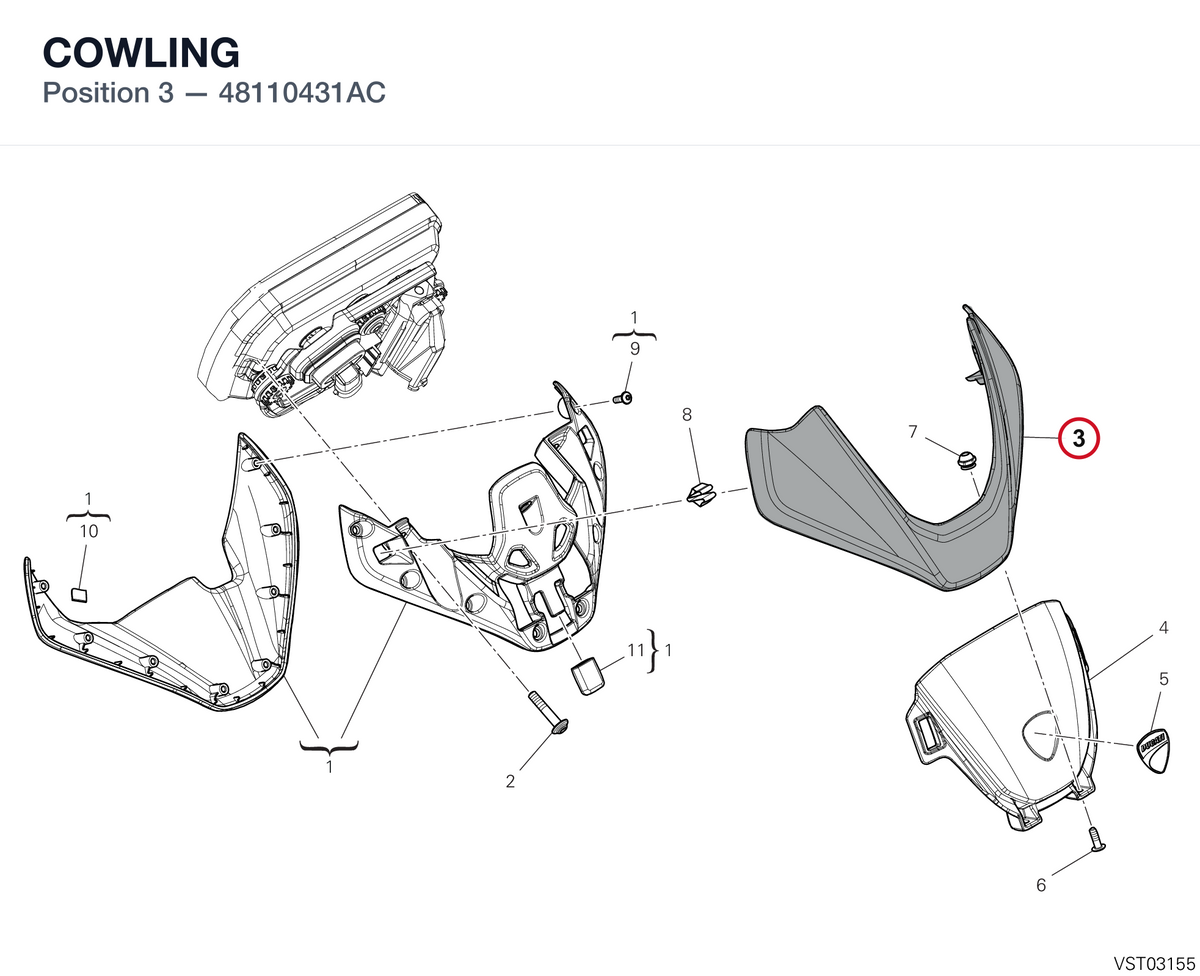 COWLING 48110431AC diagram position