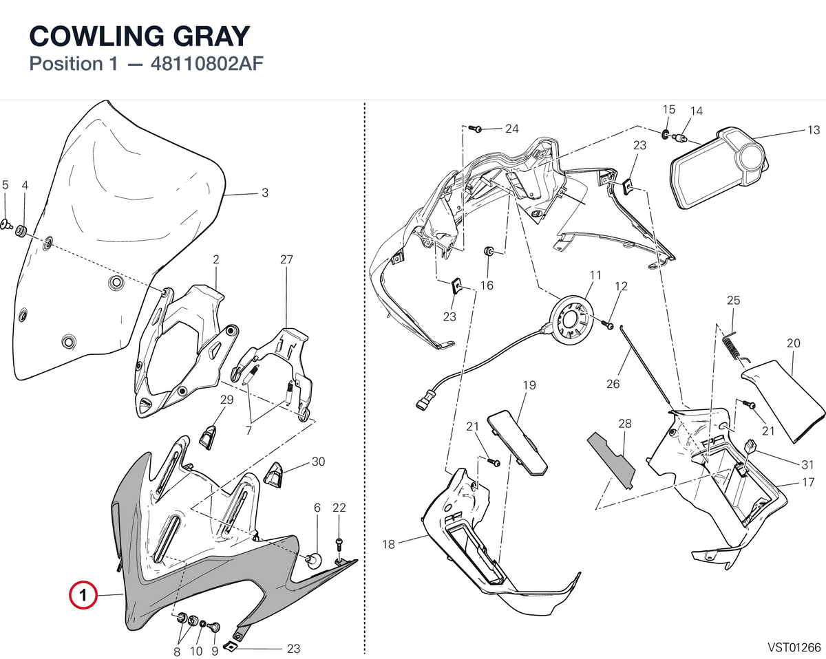 COWLING GRAY 48110802AF diagram position