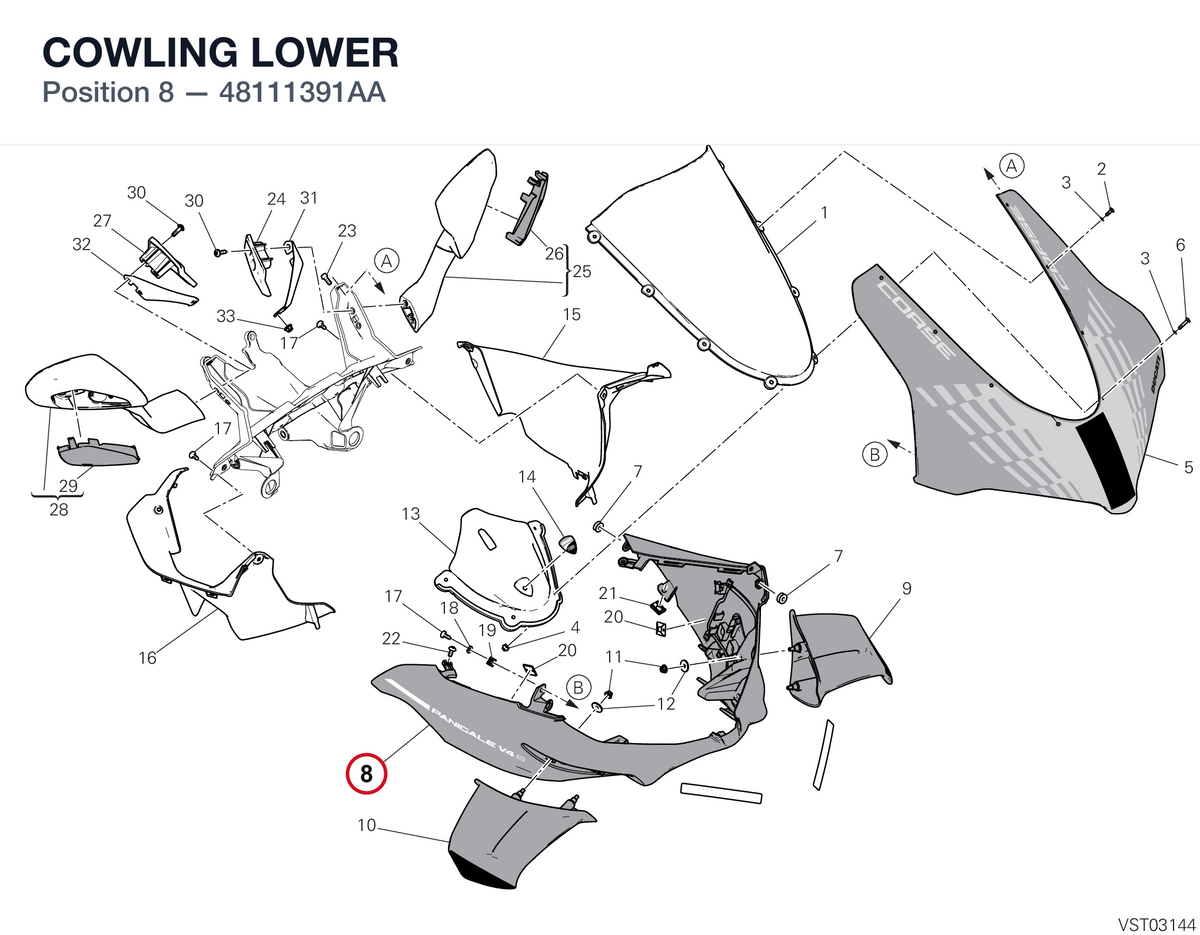 COWLING LOWER 48111391AA diagram position