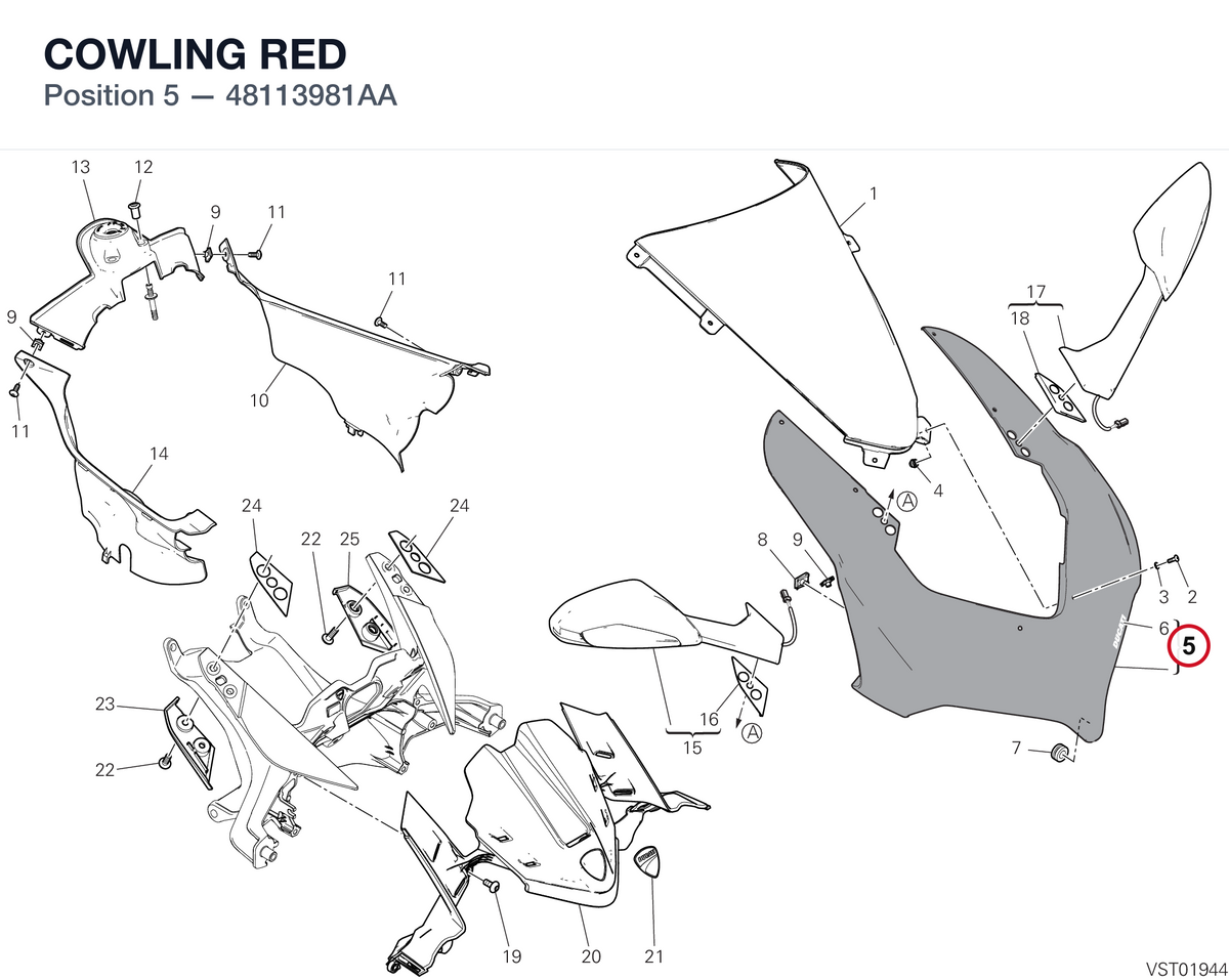 COWLING RED 48113981AA diagram position