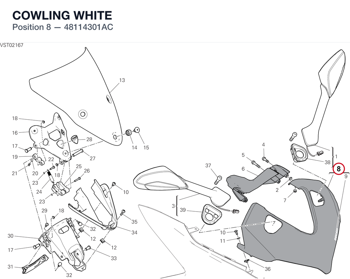 COWLING WHITE 48114301AC diagram position
