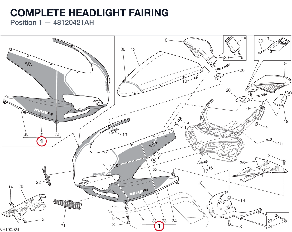 COMPLETE HEADLIGHT FAIRING 48120421AH diagram position