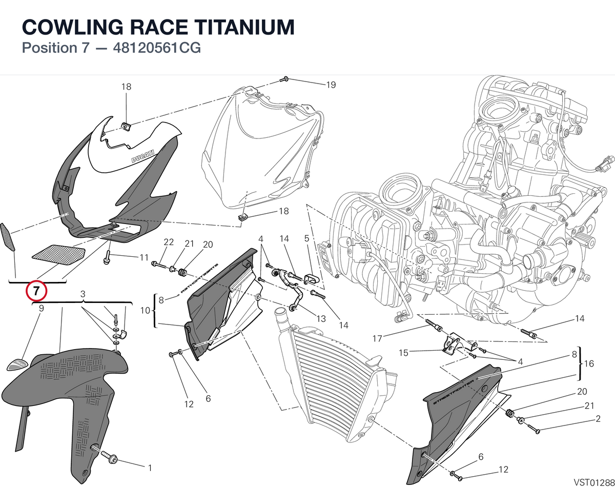 COWLING RACE TITANIUM 48120561CG diagram position