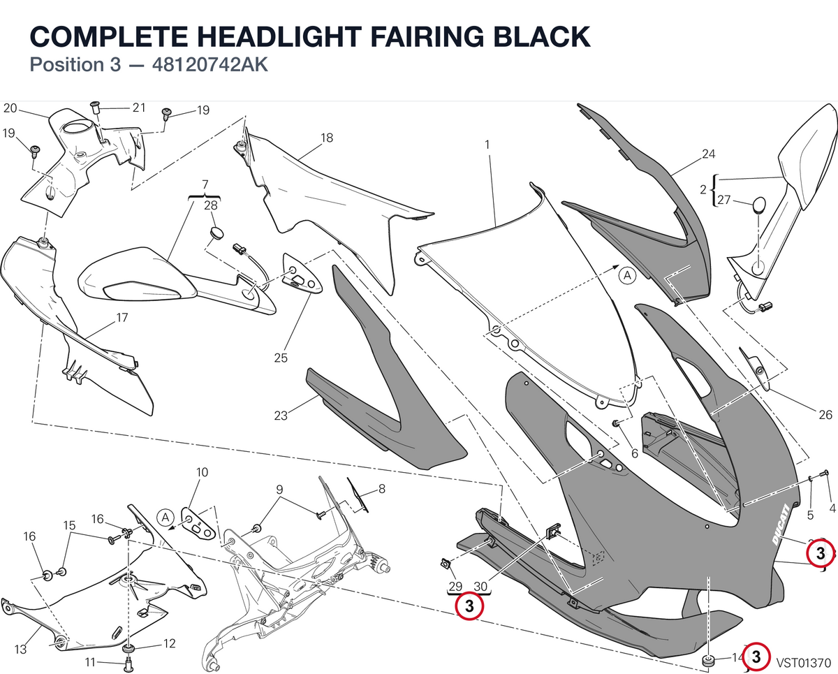 COMPLETE HEADLIGHT FAIRING BLACK 48120742AK diagram position