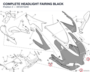 COMPLETE HEADLIGHT FAIRING BLACK 48120742AK diagram position