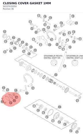Diagram preview: CLOSING COVER GASKET 1MM (50337035050)