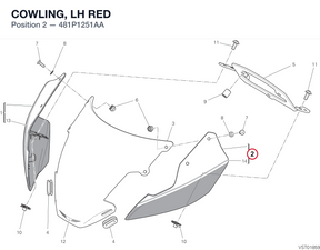 COWLING, LH RED 481P1251AA diagram position