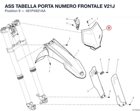 ASS TABELLA PORTA NUMERO FRONTALE V21J 481P4921AA diagram position