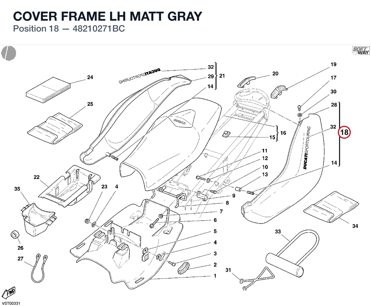 COVER FRAME LH MATT GRAY 48210271BC diagram position