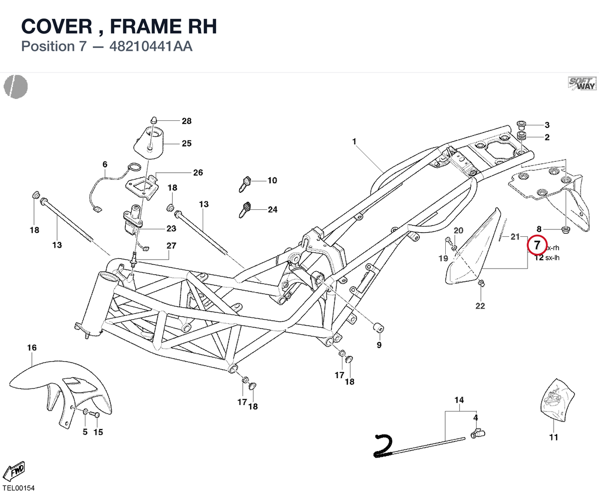 COVER , FRAME RH 48210441AA diagram position
