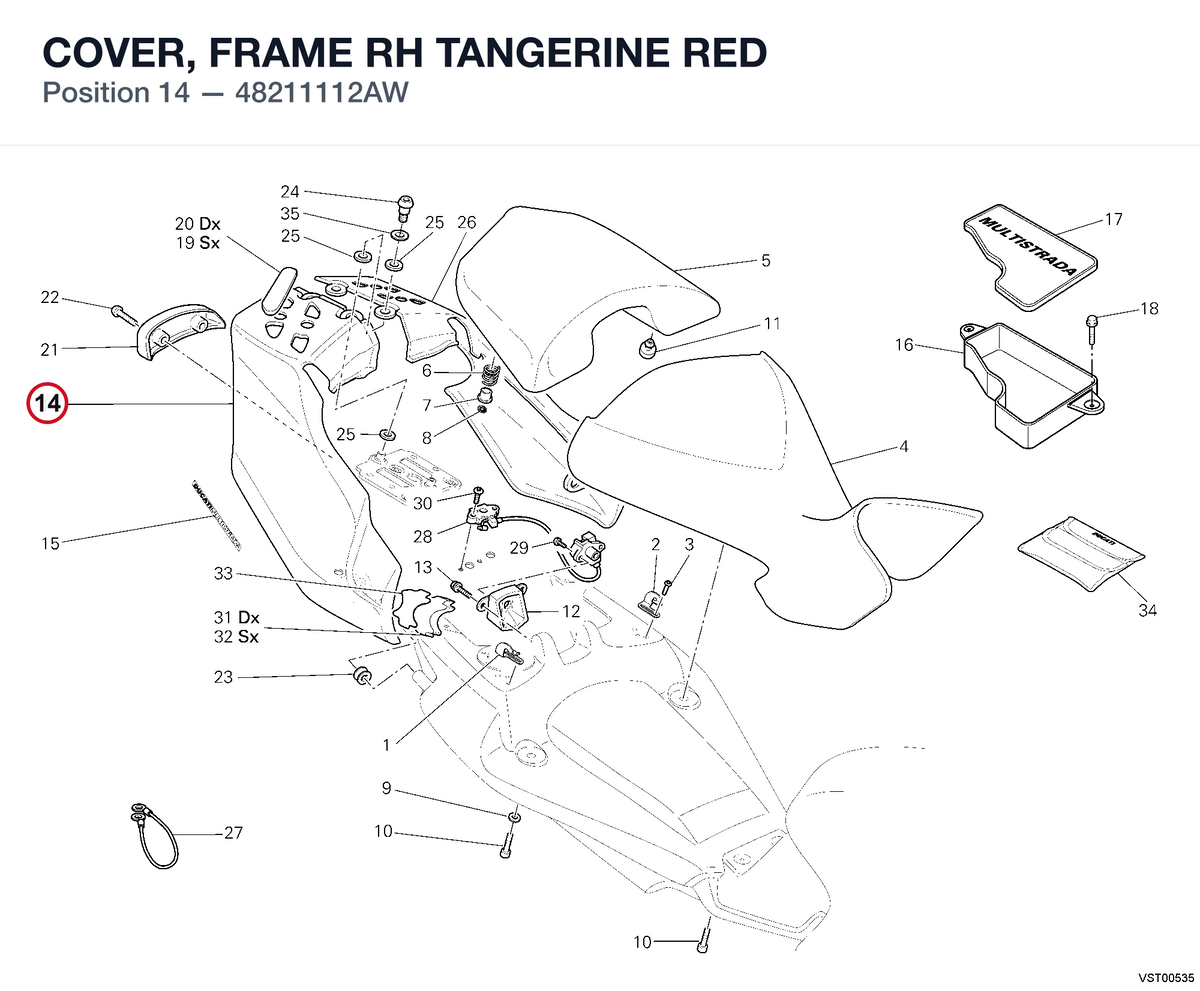 COVER, FRAME RH TANGERINE RED 48211112AW diagram position