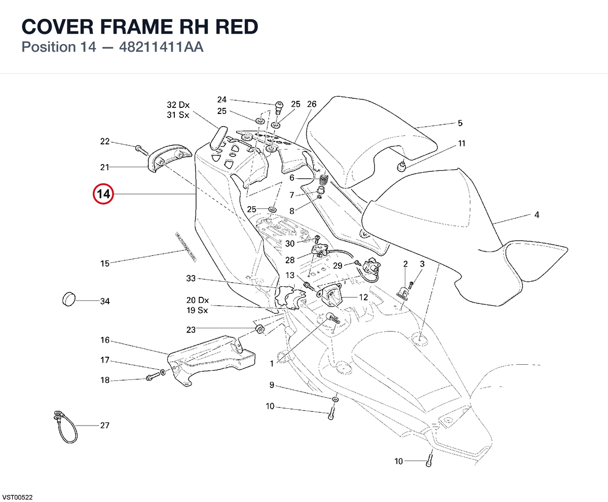 COVER FRAME RH RED 48211411AA diagram position