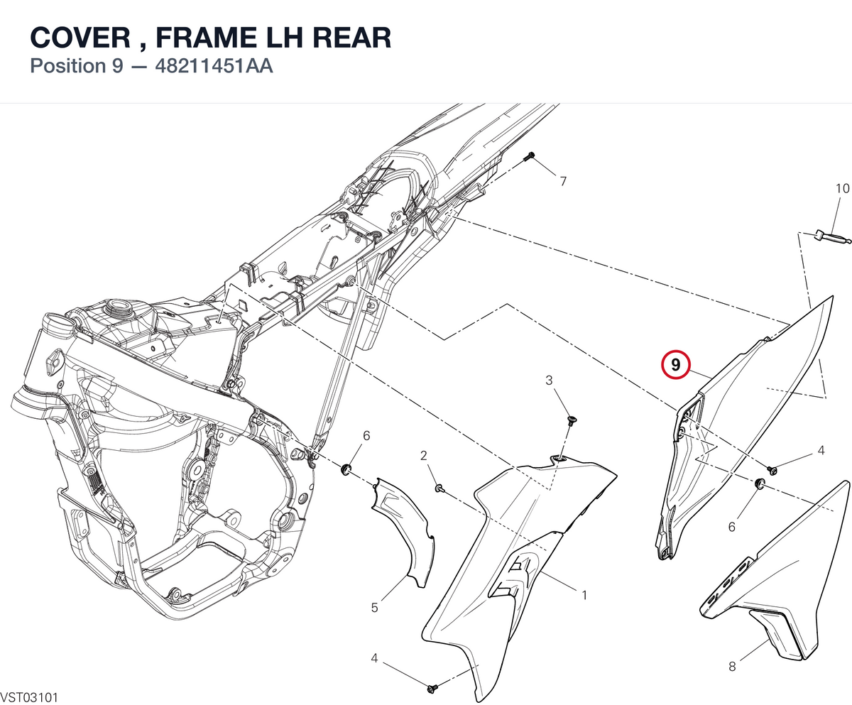 COVER , FRAME LH REAR 48211451AA diagram position