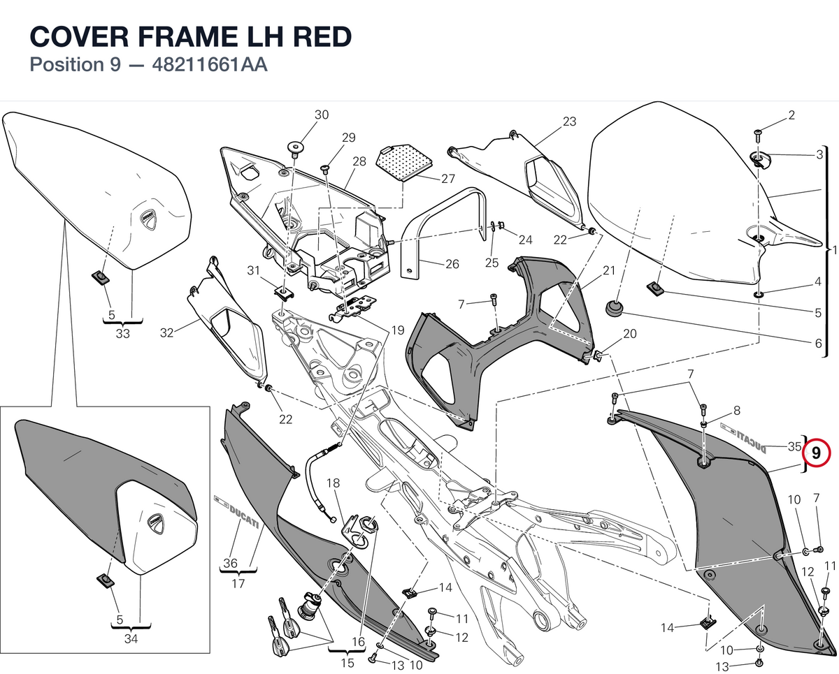 COVER FRAME LH RED 48211661AA diagram position