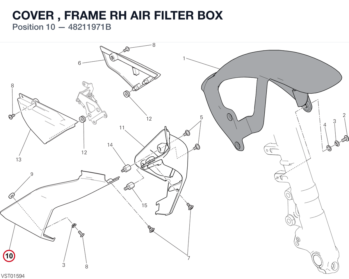 COVER , FRAME RH AIR FILTER BOX 48211971B diagram position