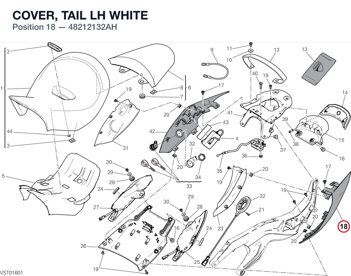COVER, TAIL LH WHITE 48212132AH diagram position
