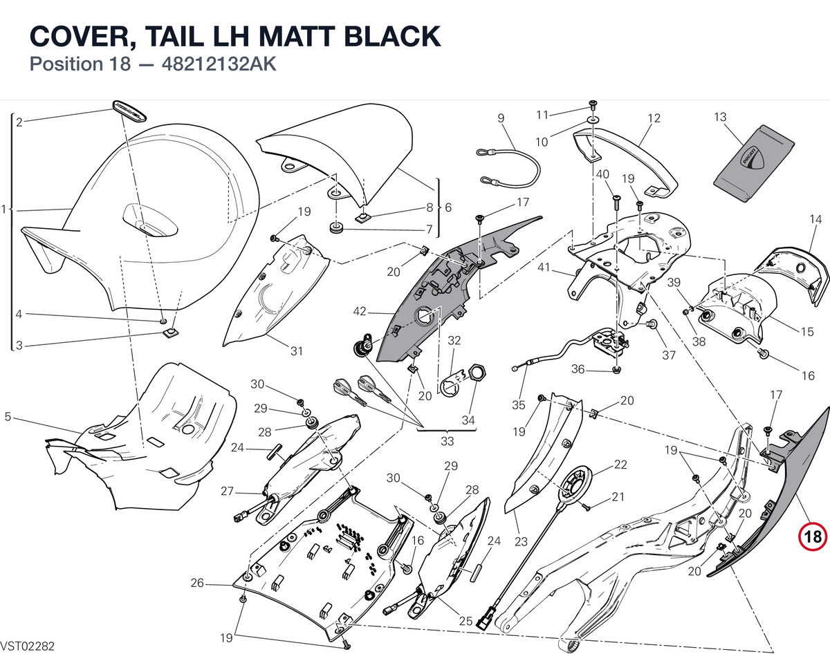COVER, TAIL LH MATT BLACK 48212132AK diagram position