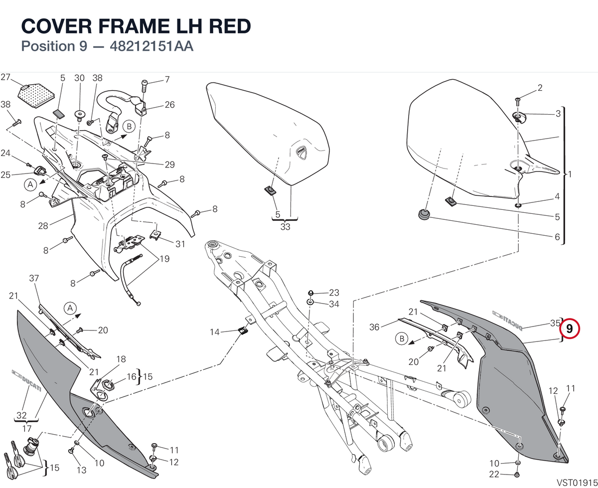 COVER FRAME LH RED 48212151AA diagram position