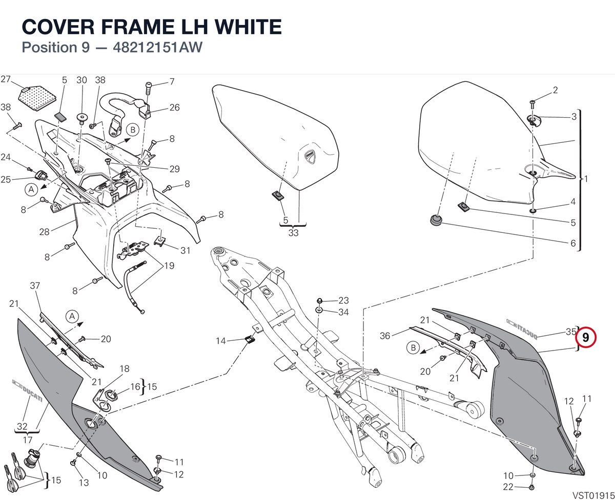 COVER FRAME LH WHITE 48212151AW diagram position
