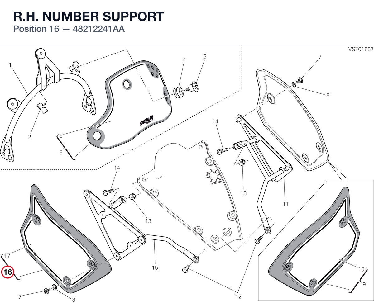 R.H. NUMBER SUPPORT 48212241AA diagram position