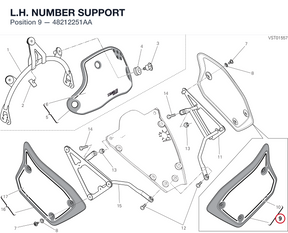 L.H. NUMBER SUPPORT 48212251AA diagram position