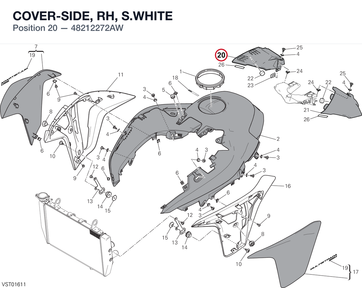 COVER-SIDE, RH, S.WHITE 48212272AW diagram position