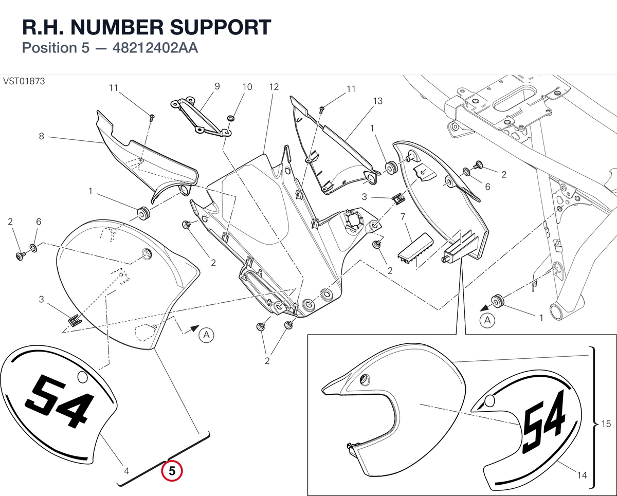R.H. NUMBER SUPPORT 48212402AA diagram position