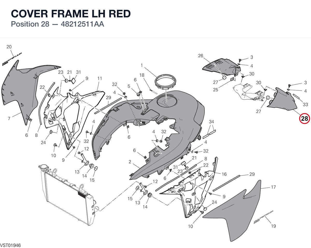 COVER FRAME LH RED 48212511AA diagram position